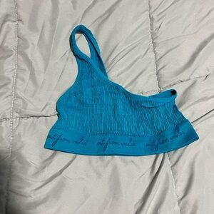 Urban Outfitters Teal Ribbed One-Shoulder Crop Top